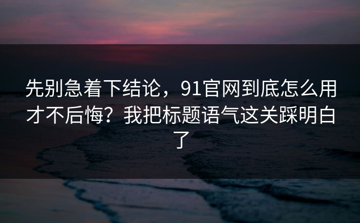 先别急着下结论，91官网到底怎么用才不后悔？我把标题语气这关踩明白了