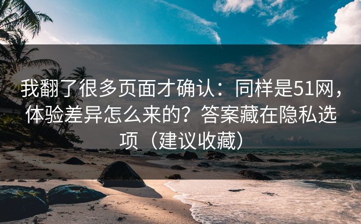 我翻了很多页面才确认：同样是51网，体验差异怎么来的？答案藏在隐私选项（建议收藏）