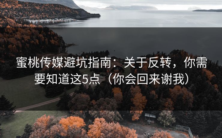 蜜桃传媒避坑指南：关于反转，你需要知道这5点（你会回来谢我）